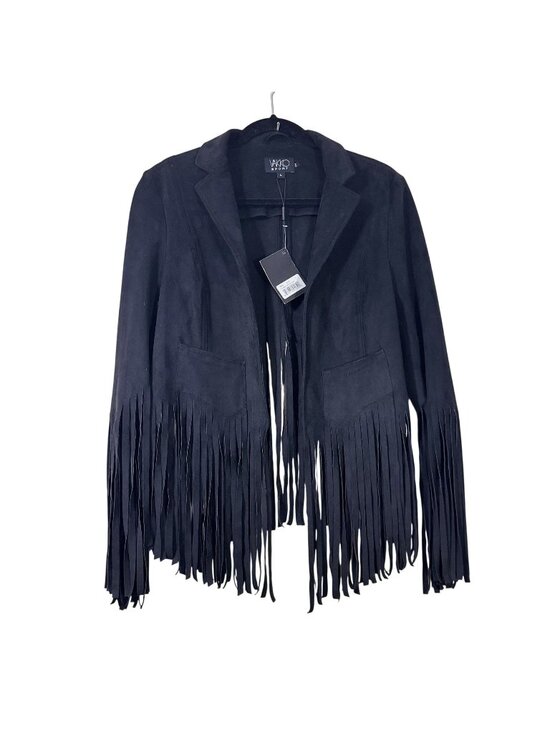 Vakko Sport Jackets & Blazers - NWT Vakko Sport Women’s Large Black Fringe Faux Suede Open Front Bolero Jacket